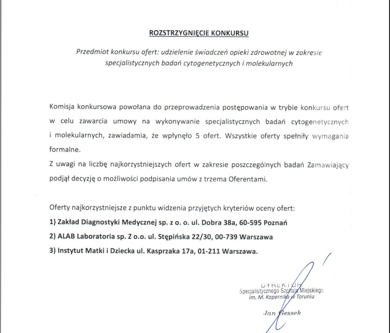 Rozstrzygniecie Konkursu